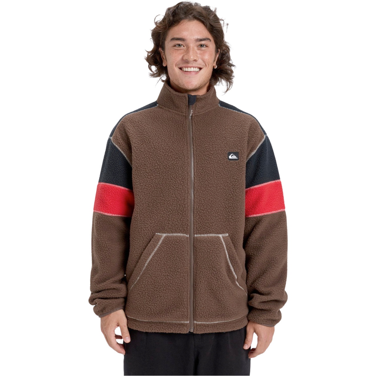 2026 Quiksilver Herre Clean Coast Block Full Zip Fleece EQYPF03065 - Chocolate Brown